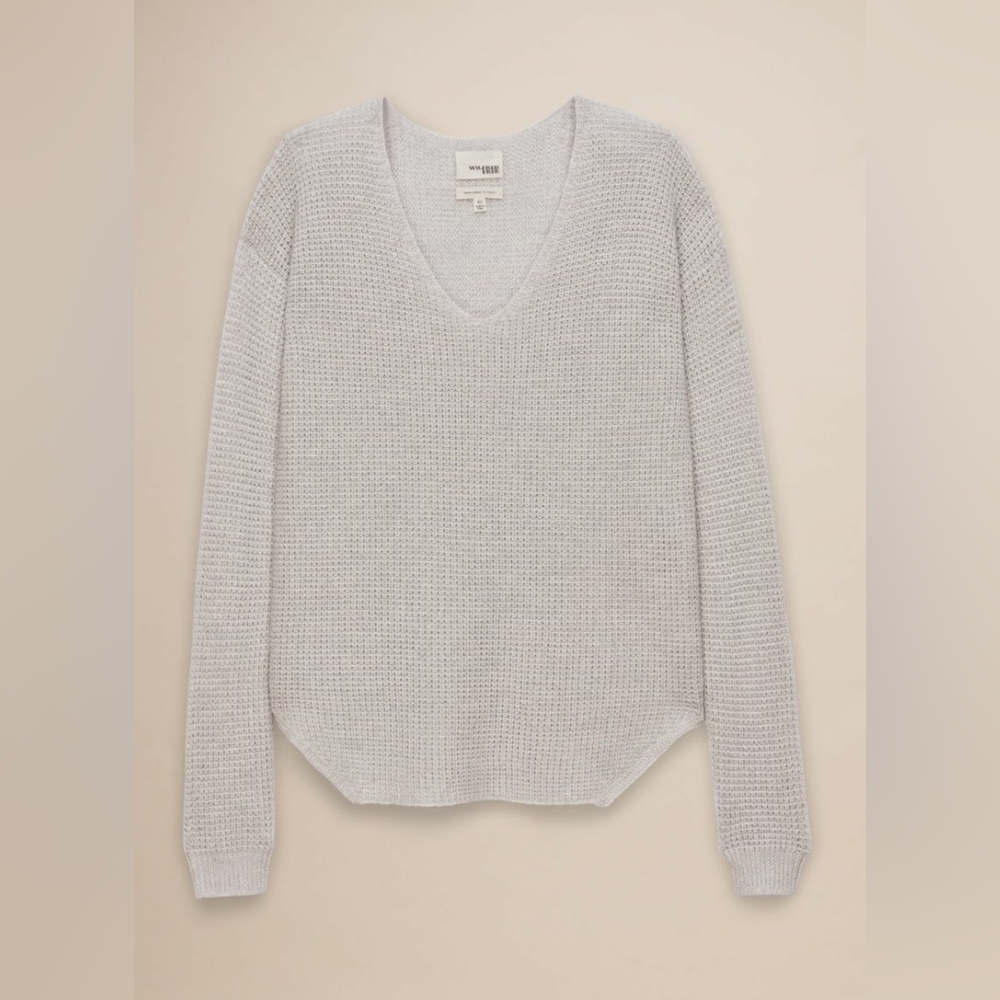 Aritzia women's Wolter heather birch 100% merino pullover sweater medium new - Picture 2 of 11